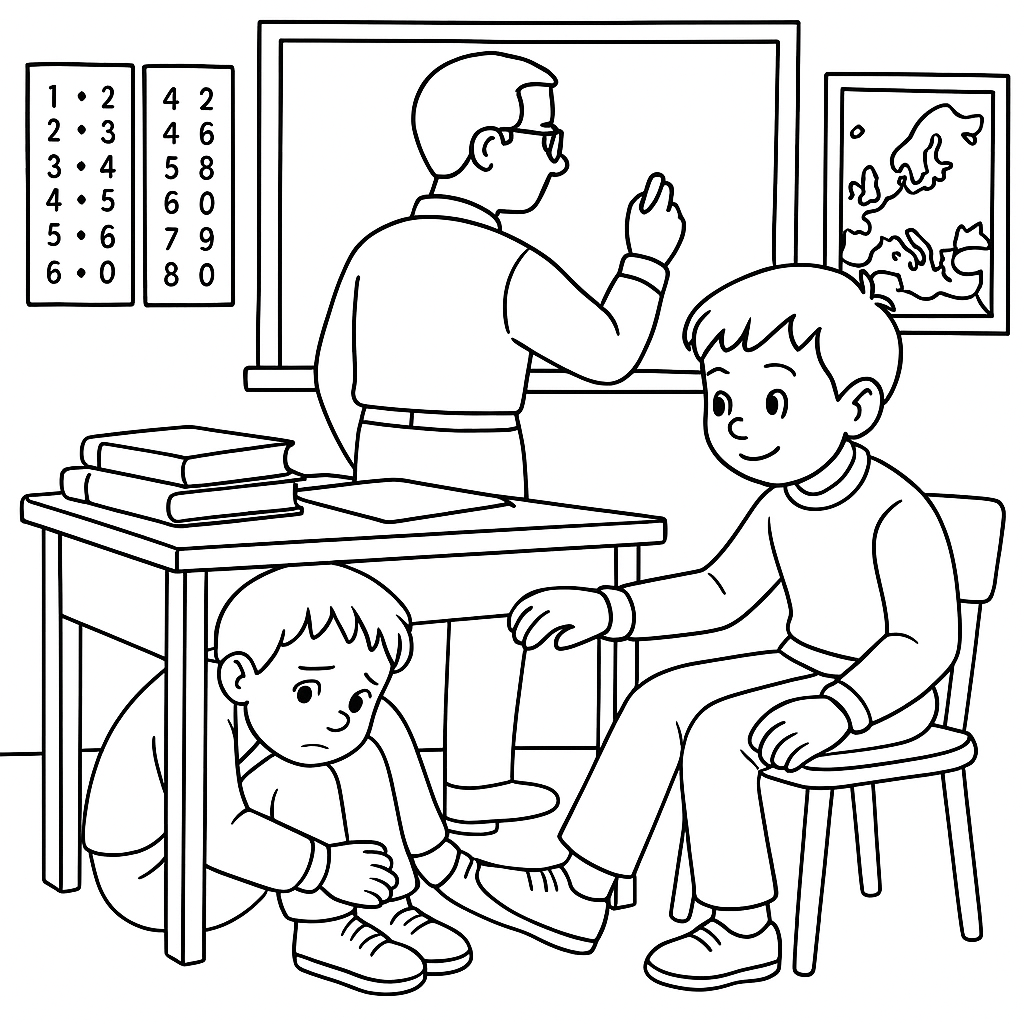 Раскраска по сказке "Как я под партой сидел"