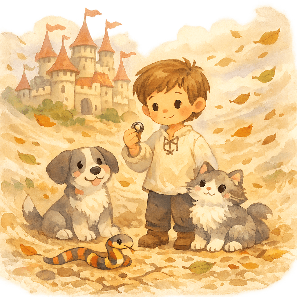 Мальчик получает железный перстень от змейки, земля вокруг дрожит