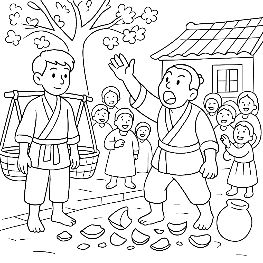 Раскраска по сказке "Две корзины глупостей"