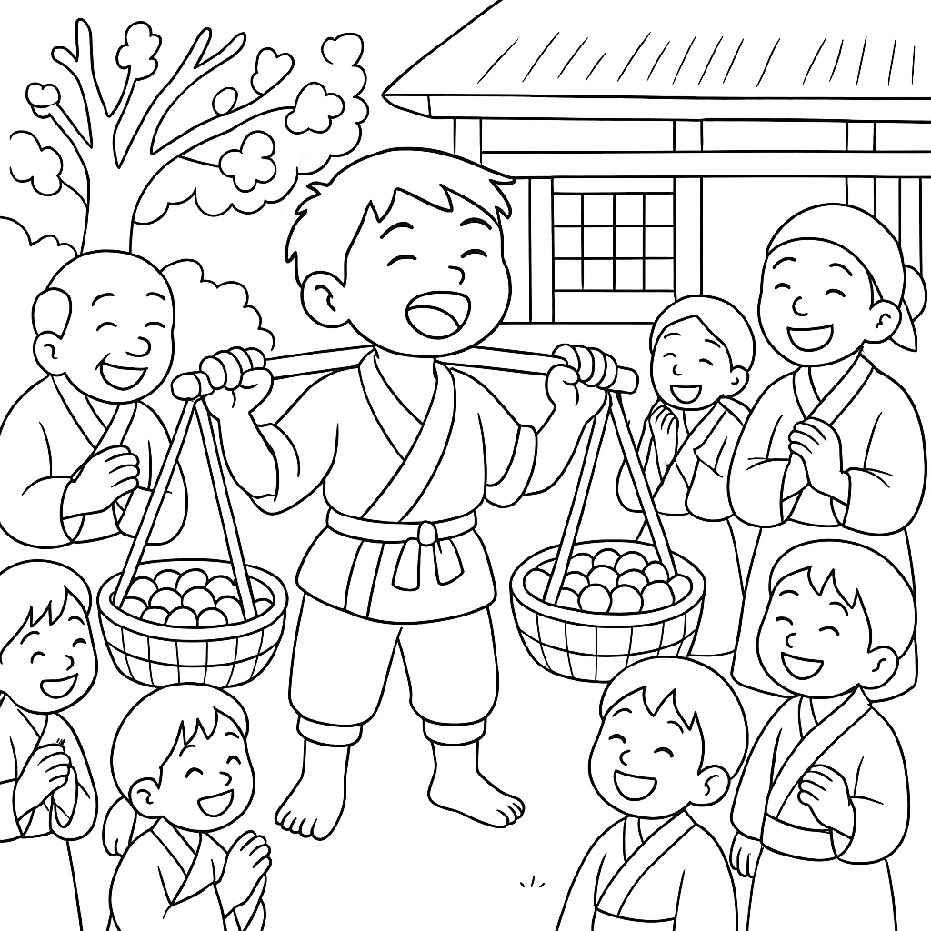 Раскраска по сказке "Две корзины глупостей"