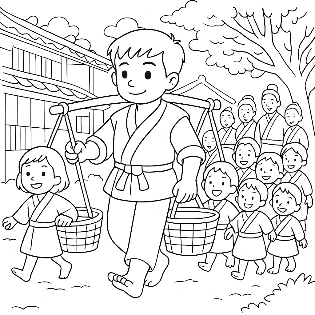 Раскраска по сказке "Две корзины глупостей"