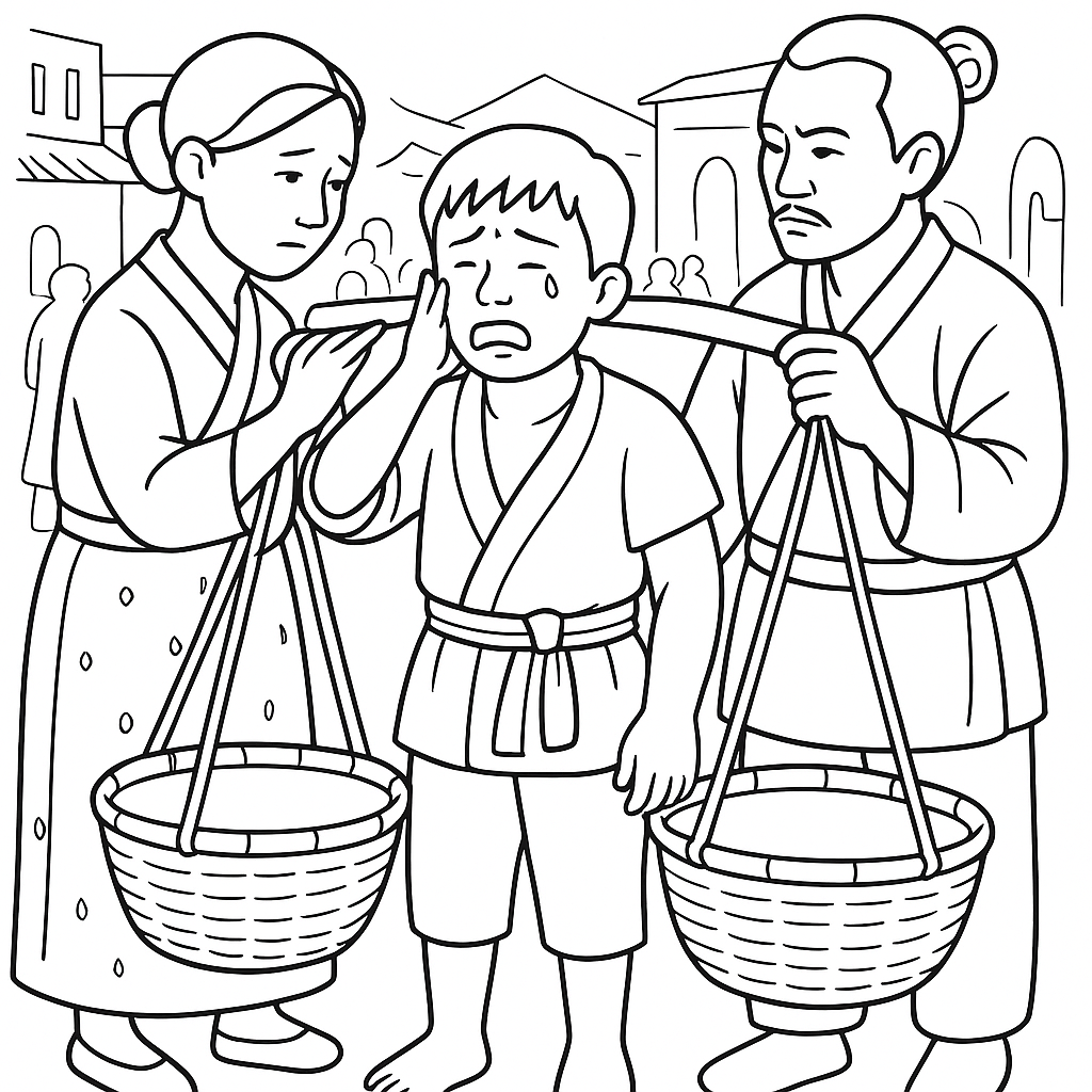 Раскраска по сказке "Две корзины глупостей"