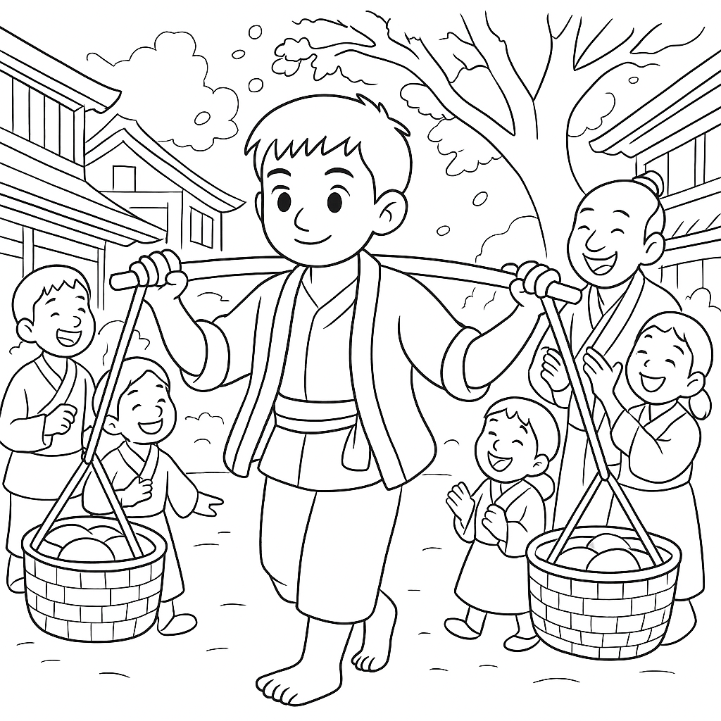 Раскраска по сказке "Две корзины глупостей"