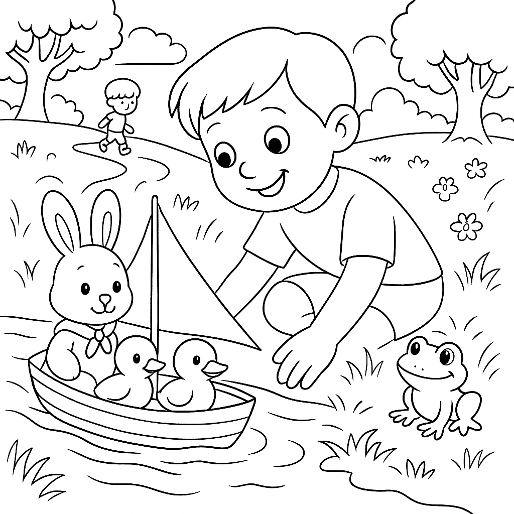 Раскраски: Зайкин кораблик