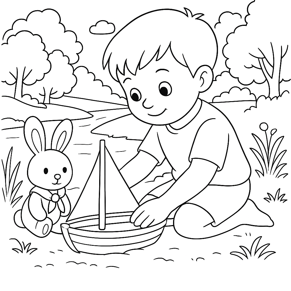 Раскраска по сказке "Зайкин кораблик"