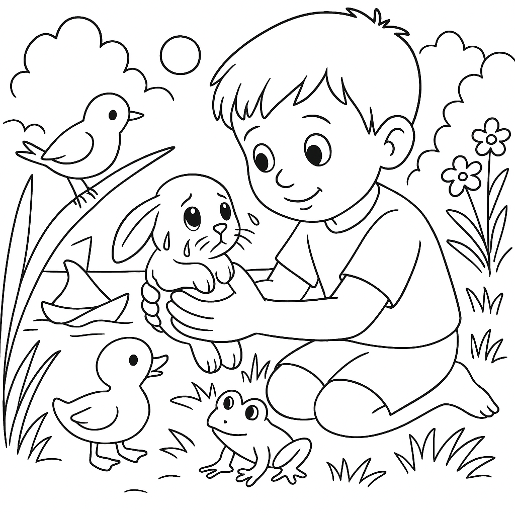 Раскраска по сказке "Зайкин кораблик"