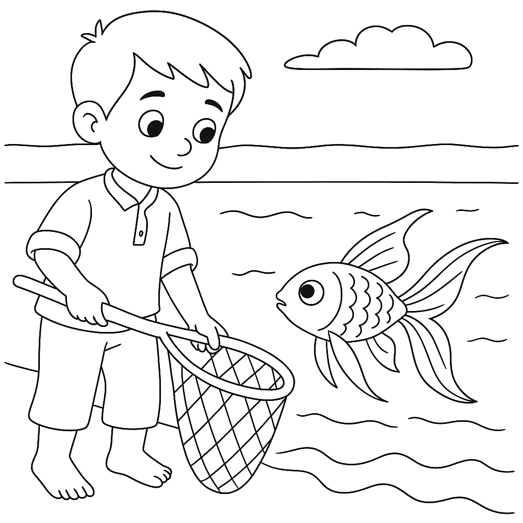 Раскраска по сказке "Счастливый мальчик"