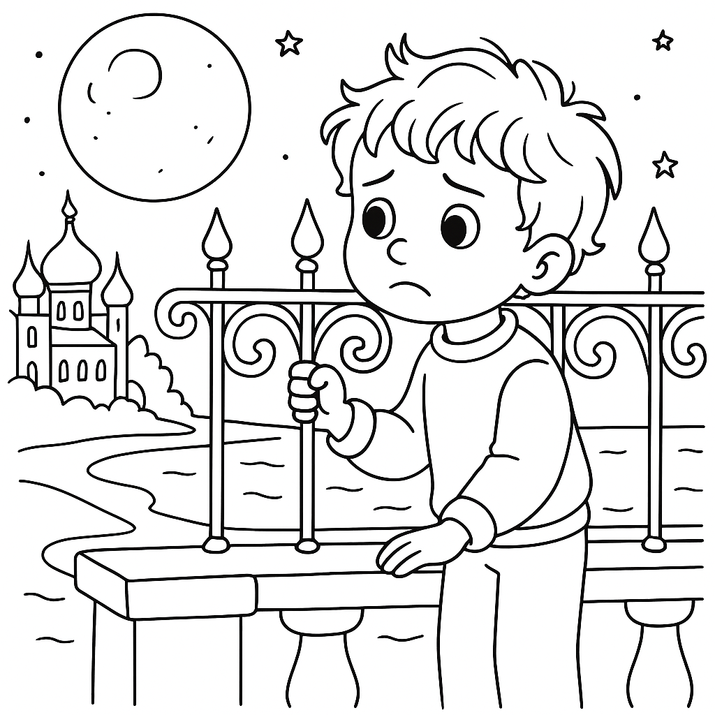 Раскраска по сказке "Счастливый мальчик"
