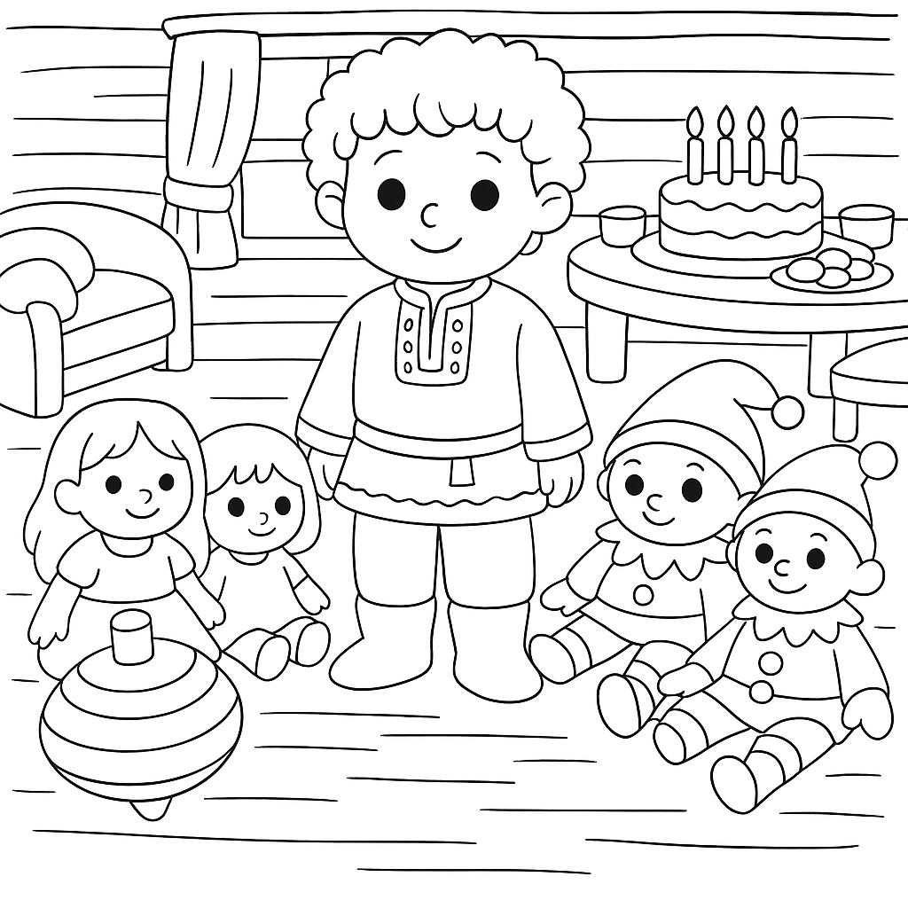 Раскраска по сказке "Ванькины именины"