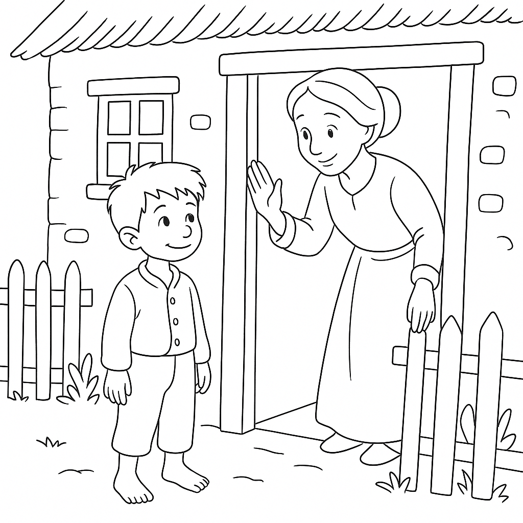 Раскраска по сказке "Счастливый мальчик"