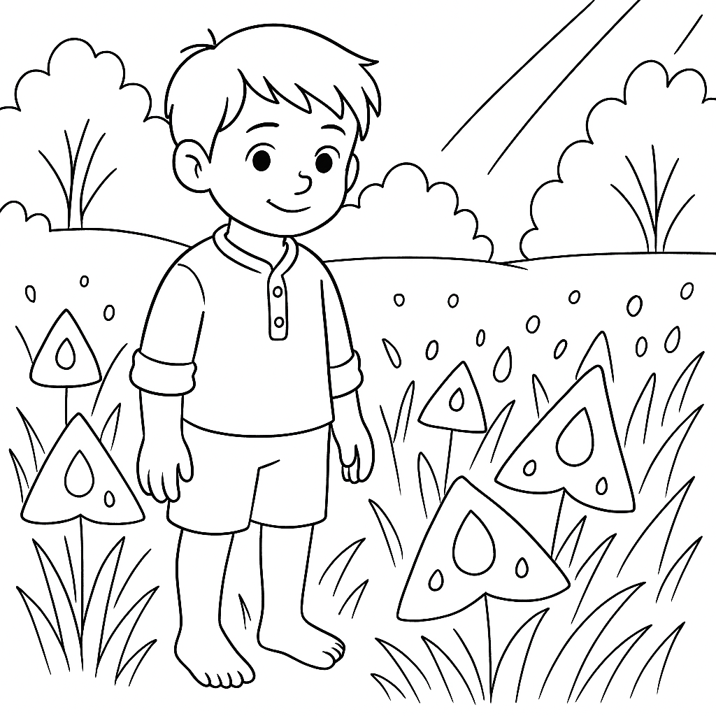 Раскраска по сказке "Какая бывает роса на траве"