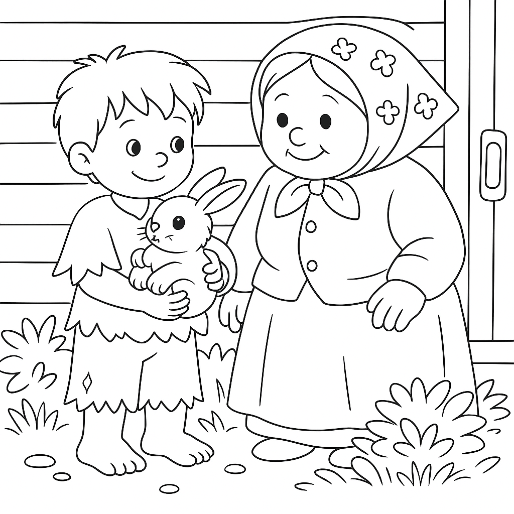 Раскраска по сказке "Заячьи лапы"