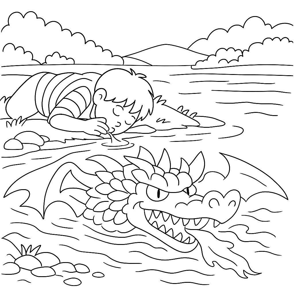 Раскраска по сказке "О том, как ча превратился в дракона"