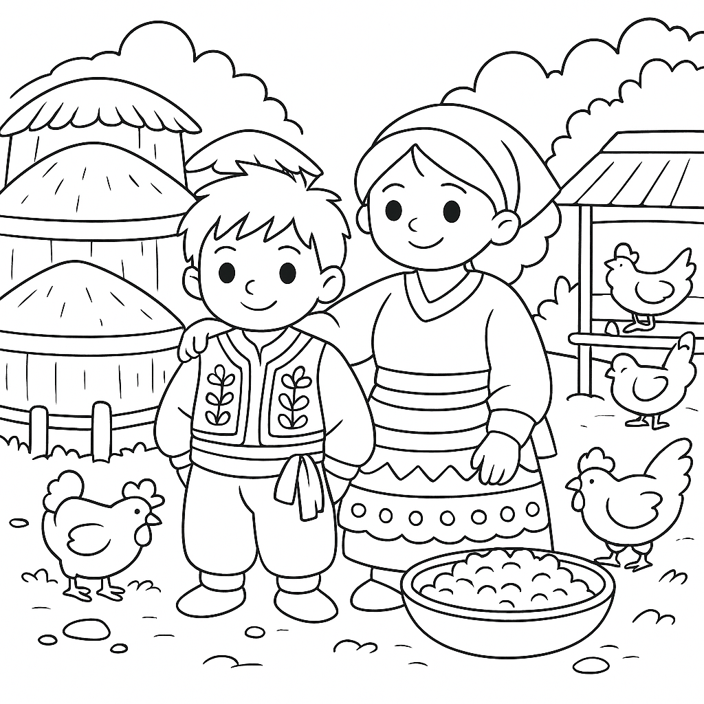 Раскраска по сказке "О том, как ча превратился в дракона"