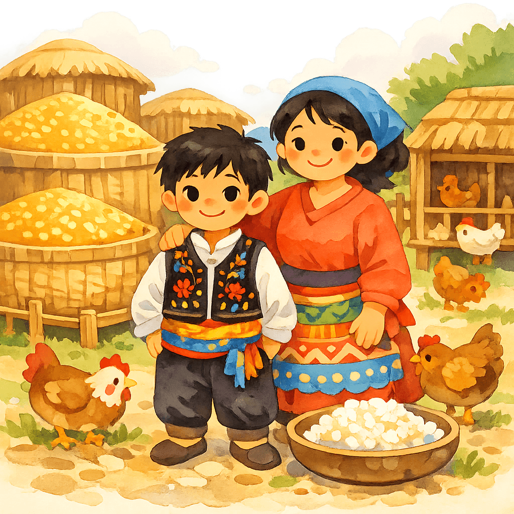 Ча с матерью живут богато, вокруг полный двор и зерно