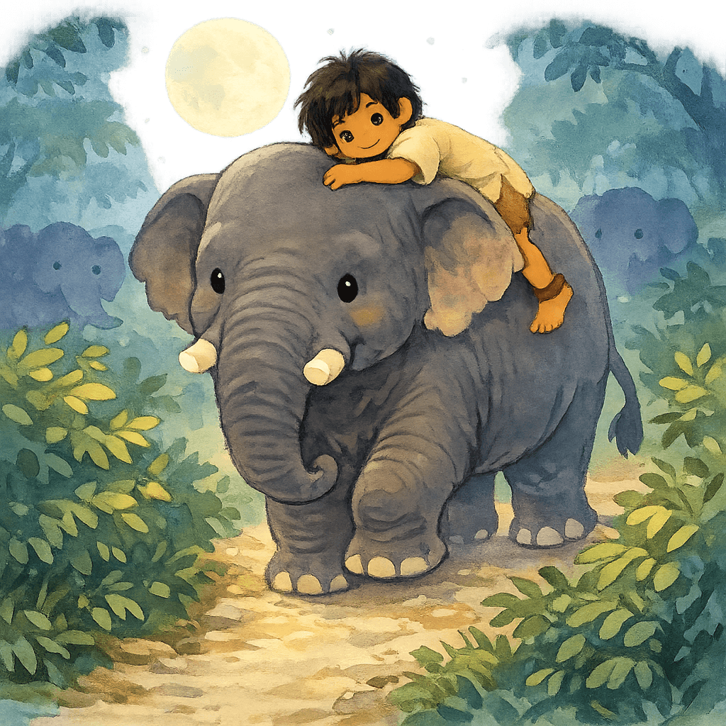 Тумаи ночью верхом на Кала Наге пробирается через таинственный джунгли