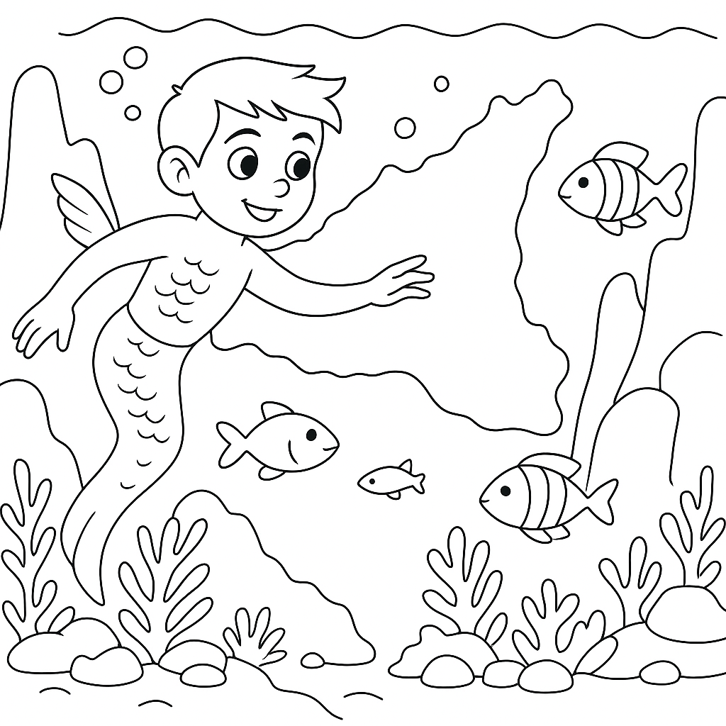 Раскраска по сказке "Кола-рыба"