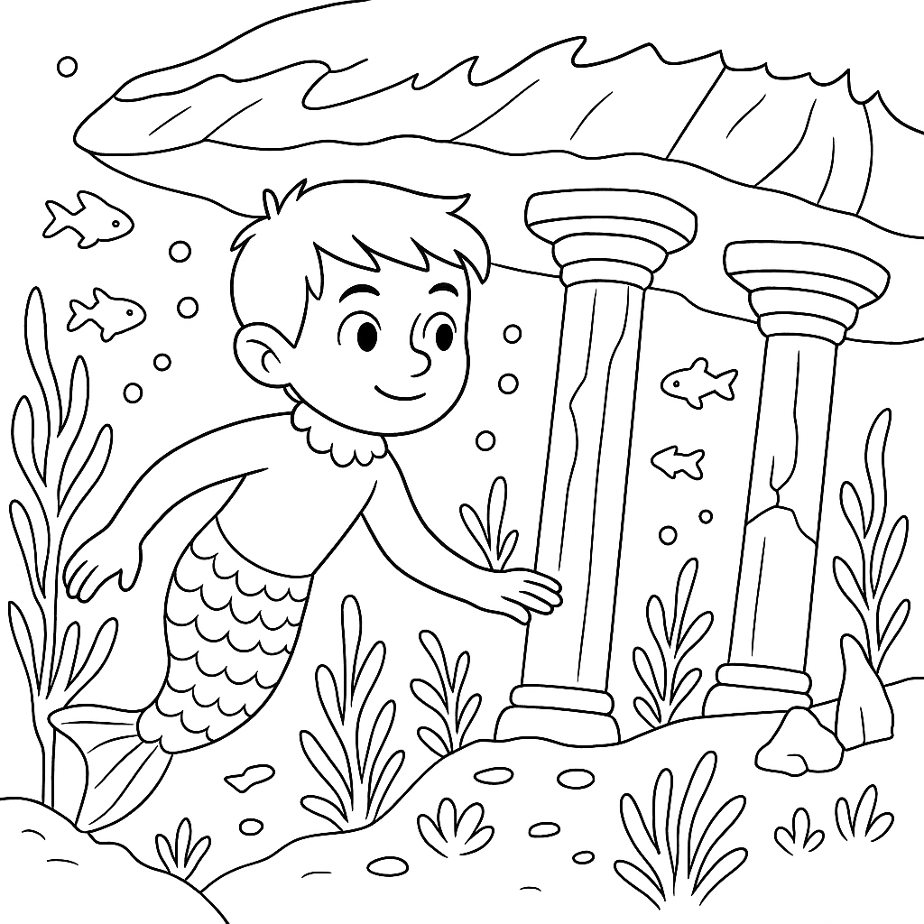 Раскраска по сказке "Кола-рыба"