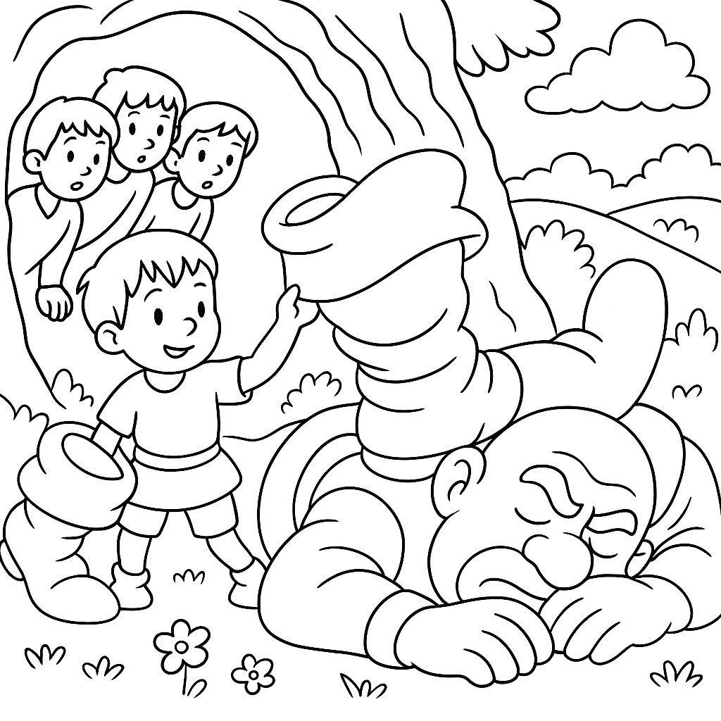 Раскраска по сказке "Мальчик-с-пальчик"