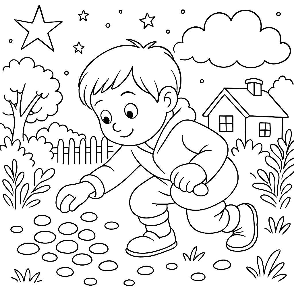 Раскраска по сказке "Мальчик-с-пальчик"