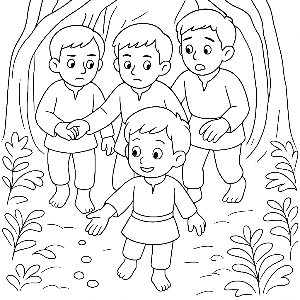 Раскраска по сказке "Мальчик-с-пальчик"