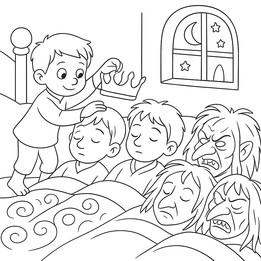 Раскраска по сказке "Мальчик-с-пальчик"