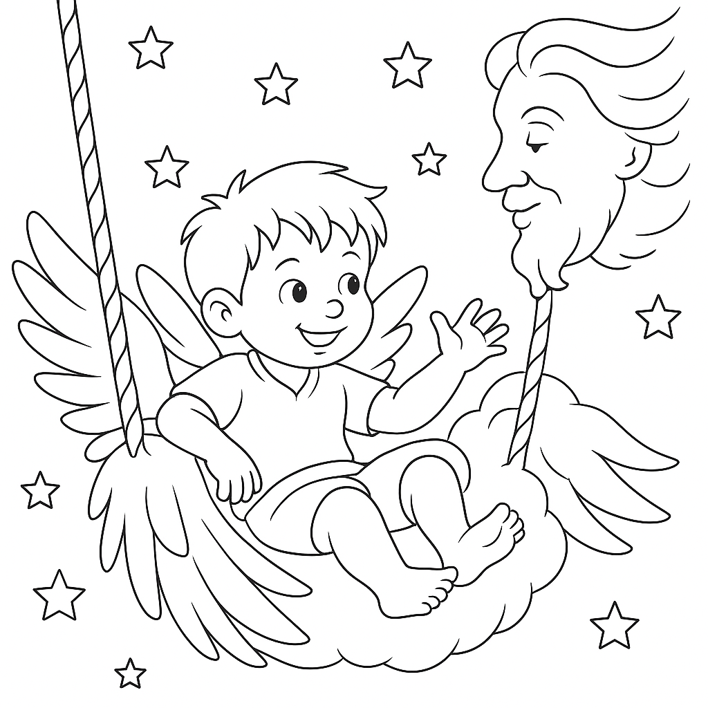 Раскраска по сказке "Шалунишка с крылышками"