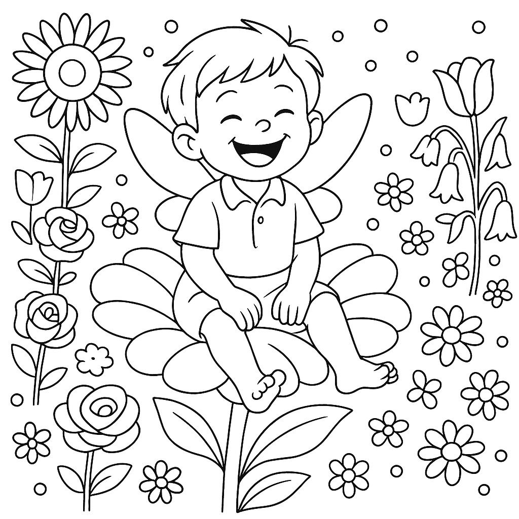 Раскраска по сказке "Шалунишка с крылышками"