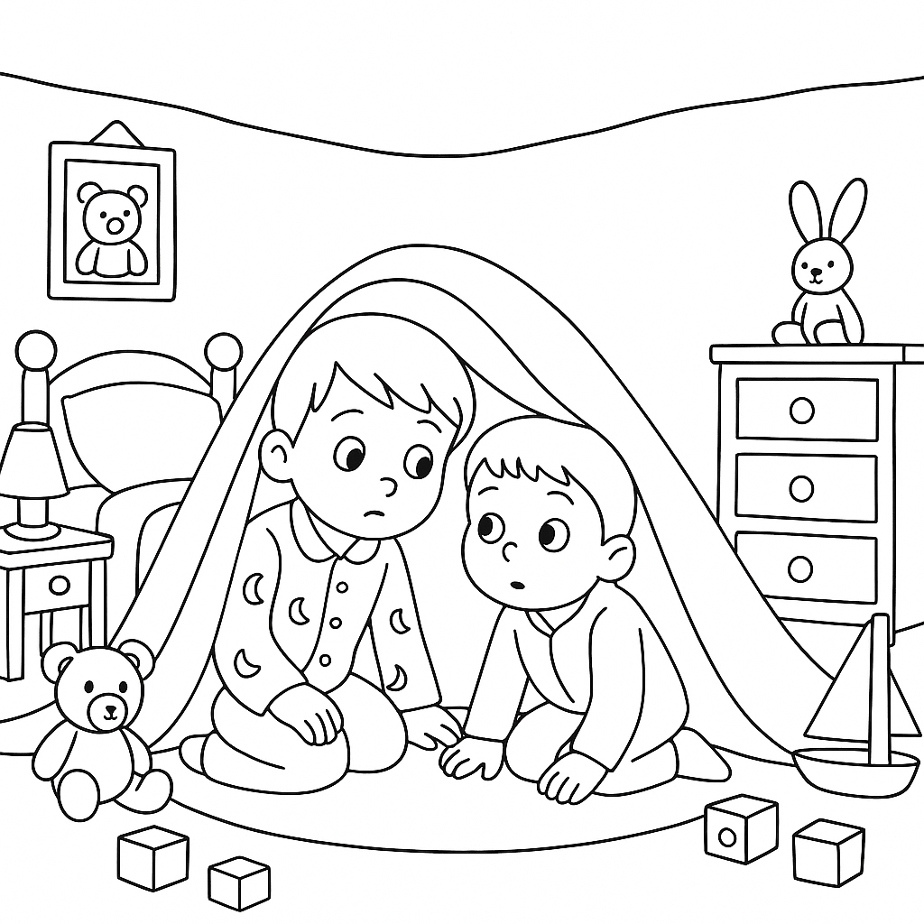 Раскраска по сказке "Страшный рассказ"