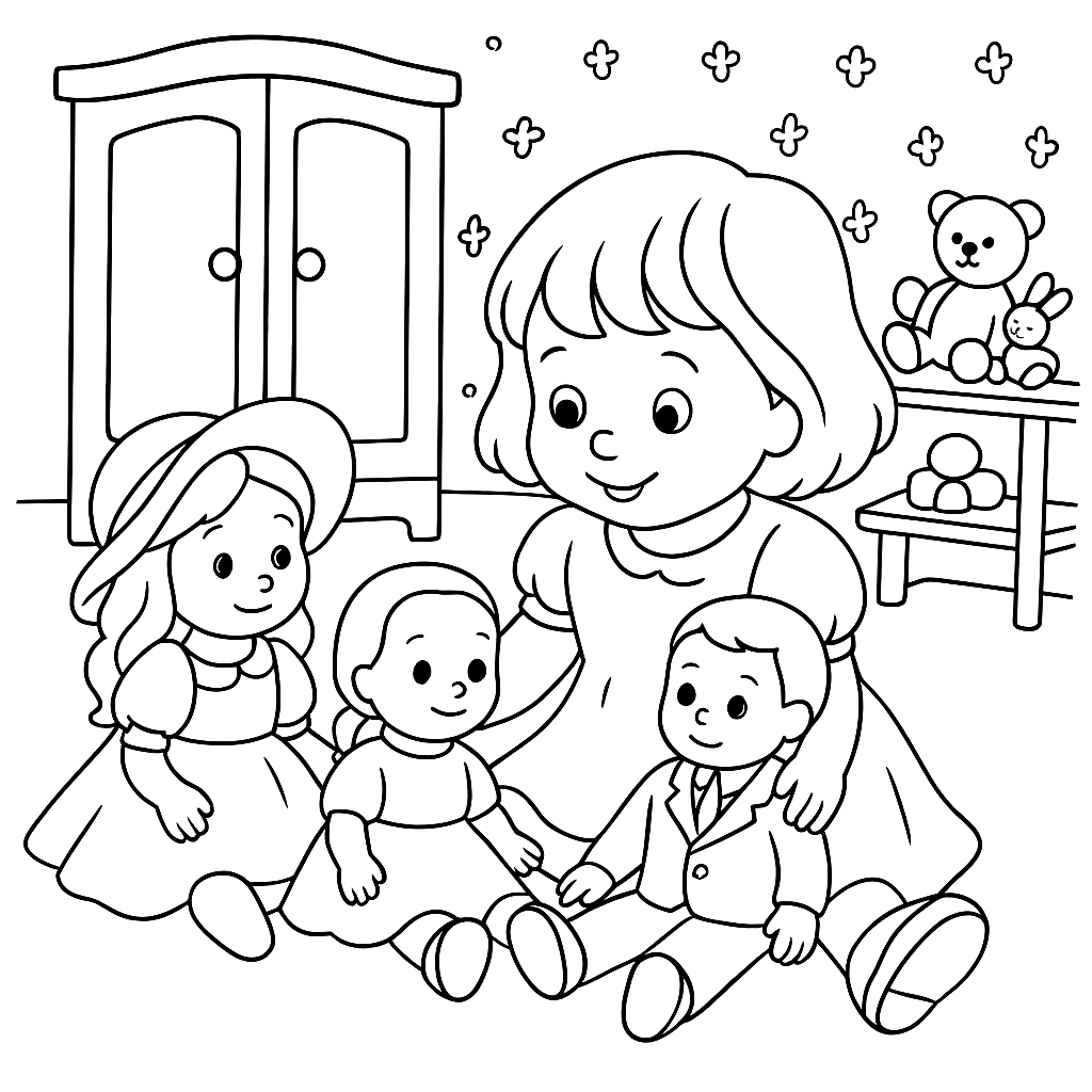 Раскраска по сказке "Пляши, куколка, пляши!"