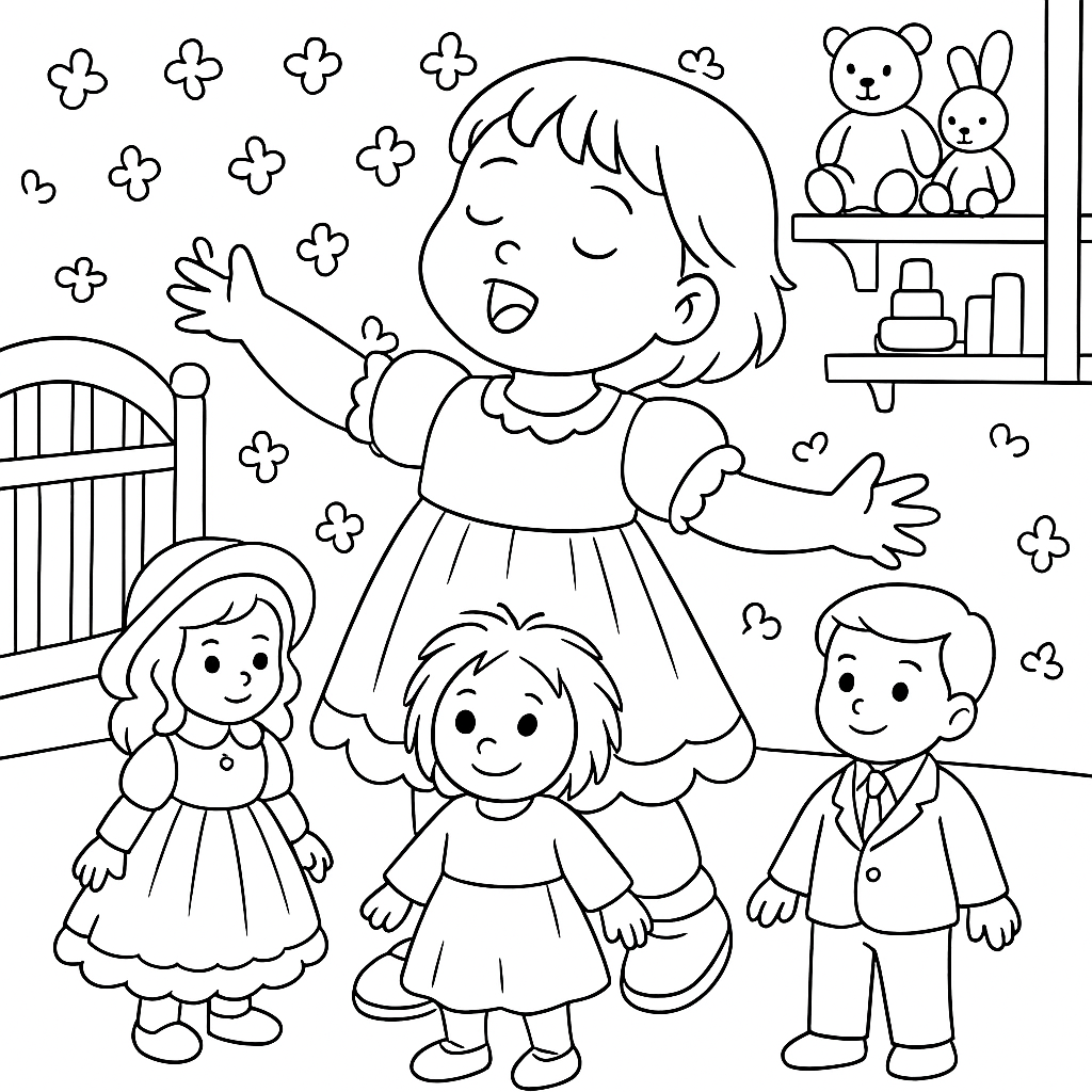 Раскраска по сказке "Пляши, куколка, пляши!"