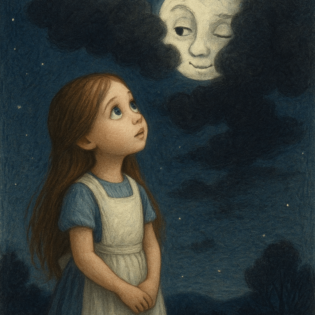 Девочка ищет Луну за облаком