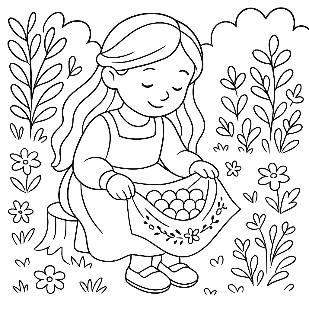 Раскраска по сказке "Баба яга и ягоды"