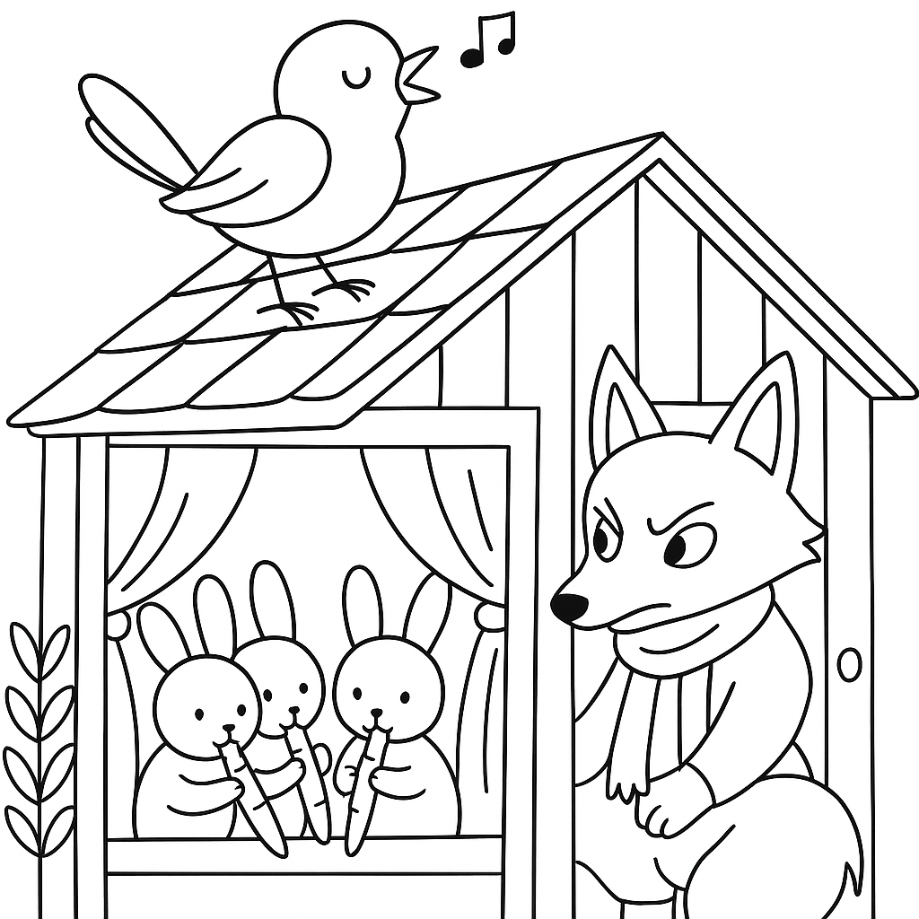 Раскраска по сказке "Сказка про маленьких крольчат"