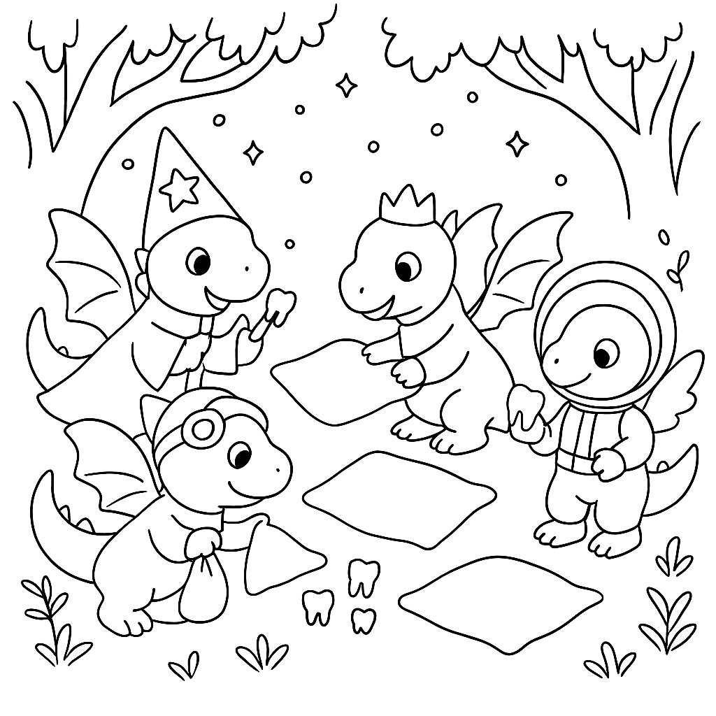 Раскраска по сказке "Динозавры зубной феи"