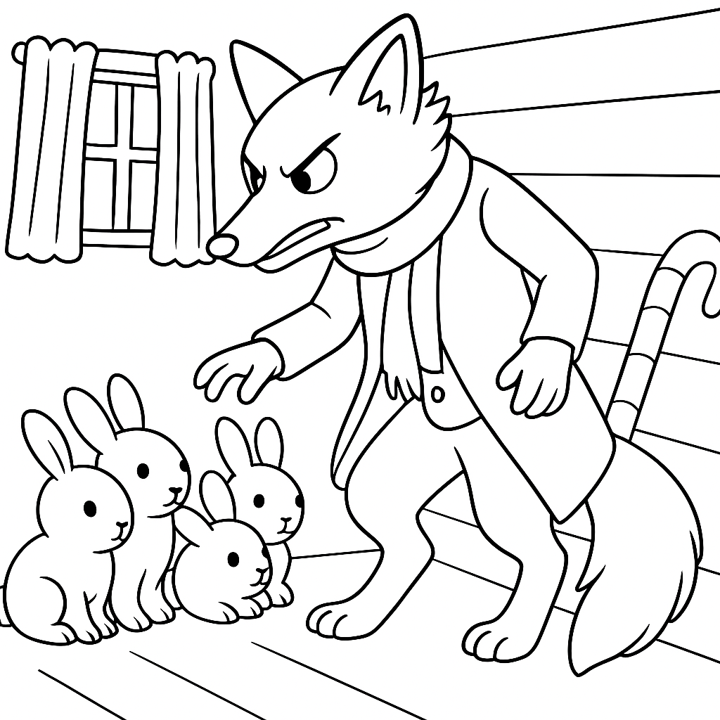 Раскраска по сказке "Сказка про маленьких крольчат"