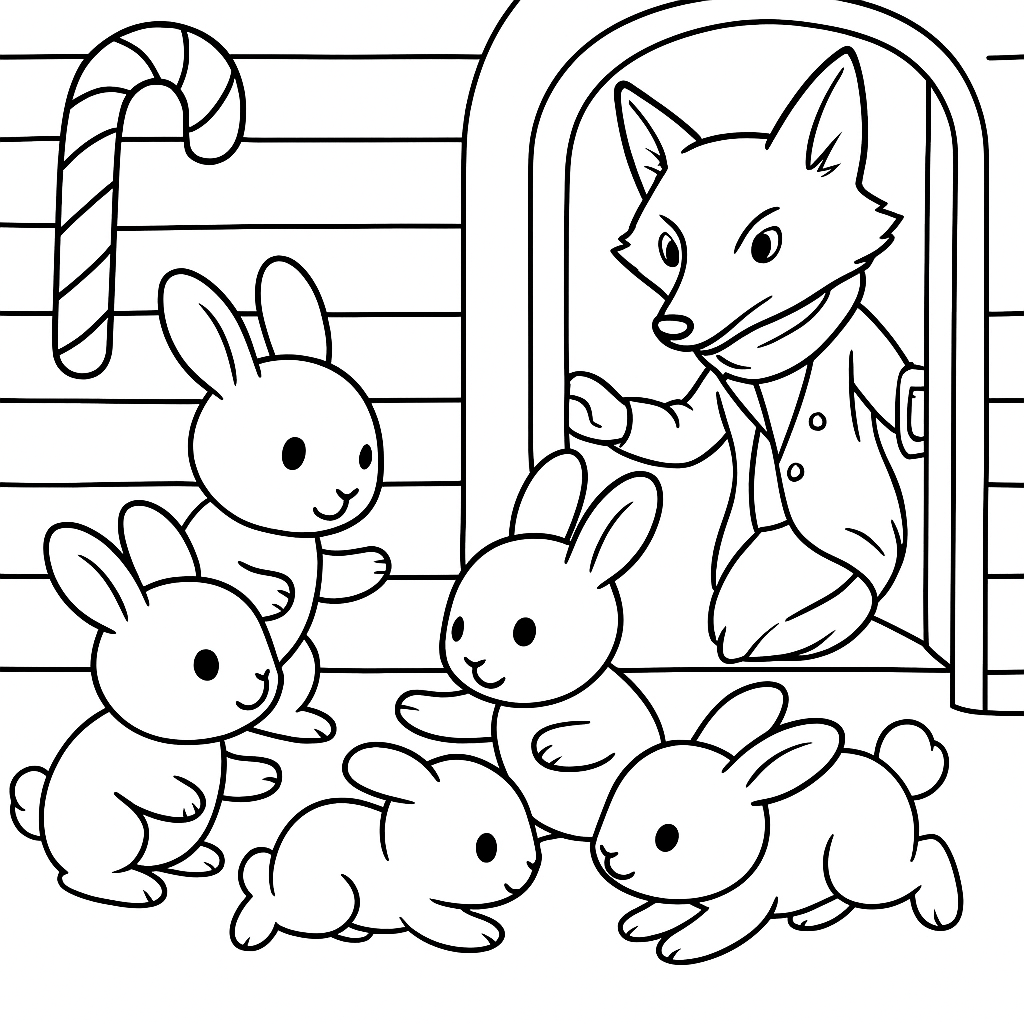 Раскраска по сказке "Сказка про маленьких крольчат"