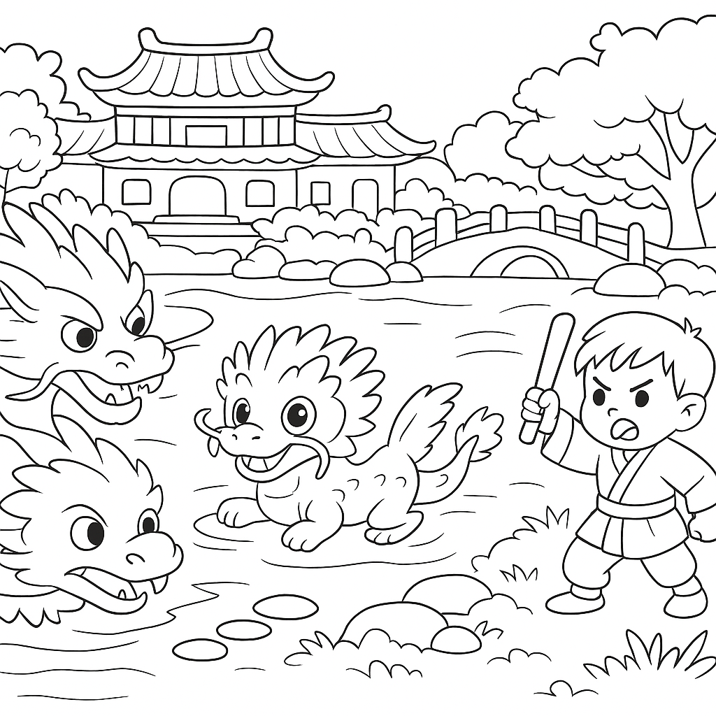 Раскраска по сказке "Сказка о том, как драконы научились летать"