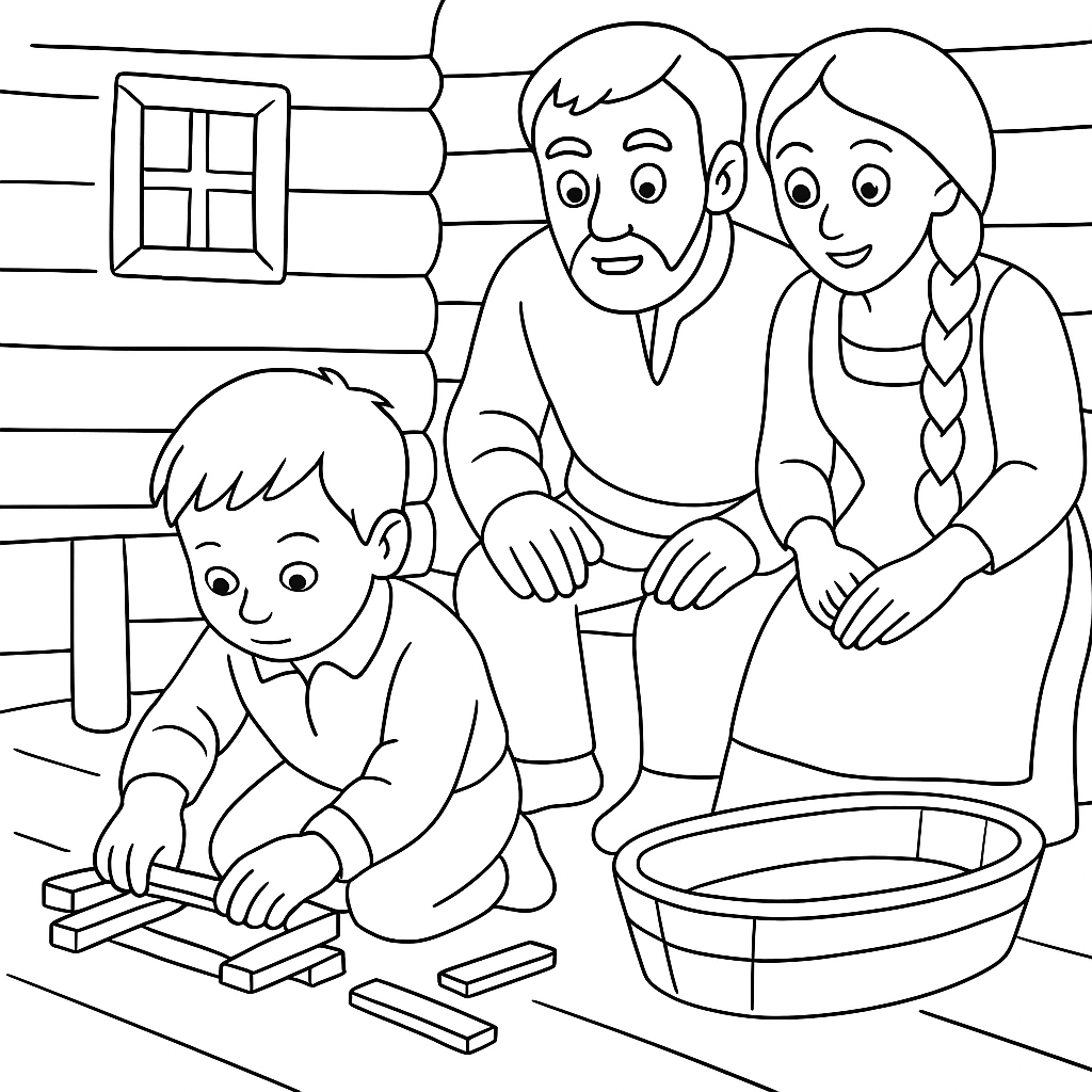 Раскраска по сказке "Старый дед и внучек"