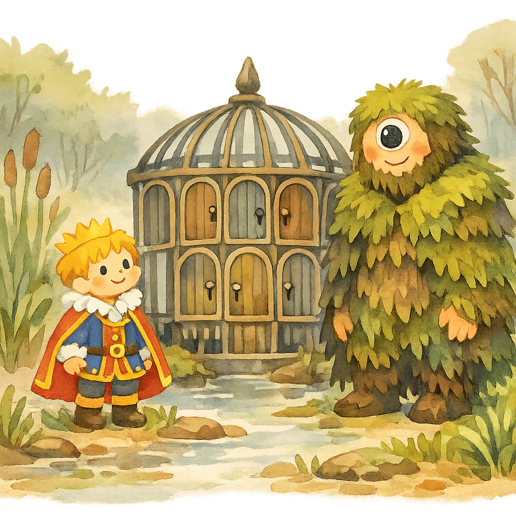 Маленький принц и леший у железной клетки посреди болота