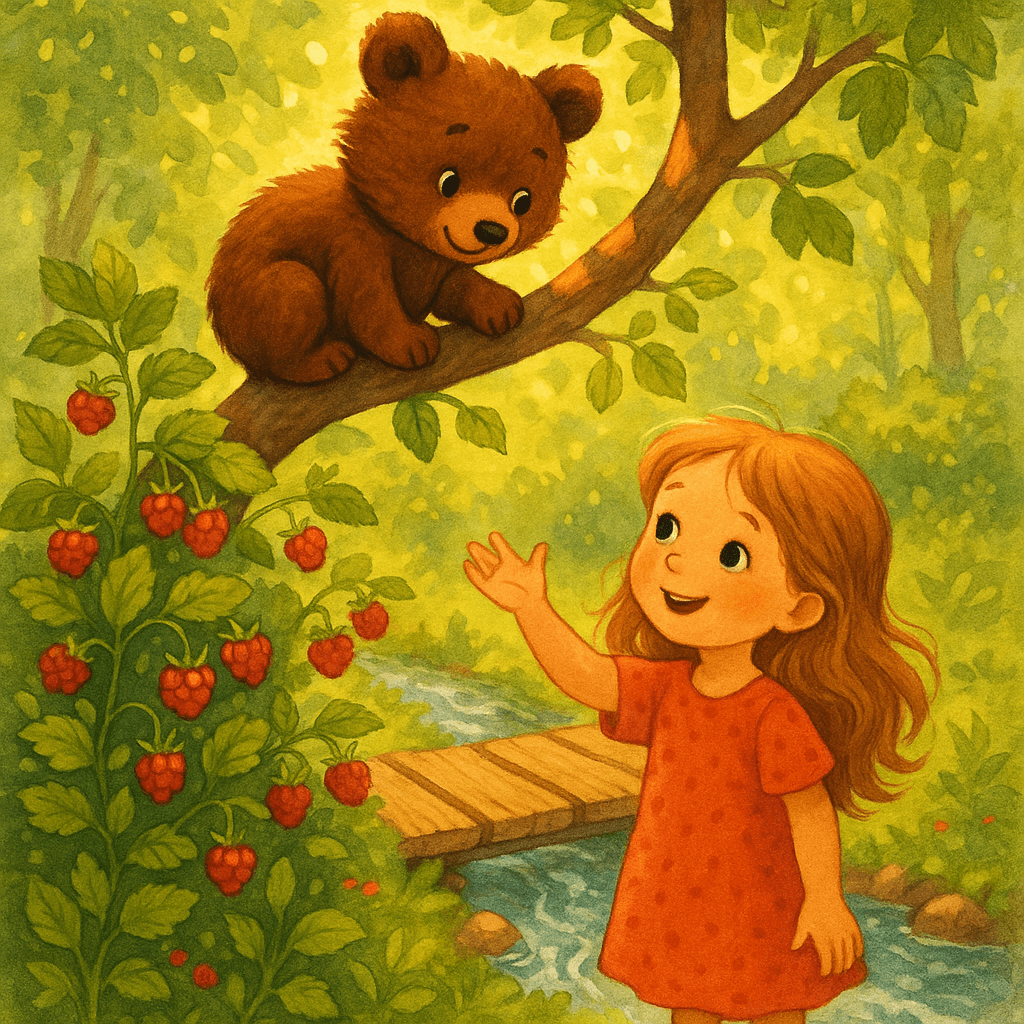 Маленький Мишук на дереве, Аришка протягивает ладонь