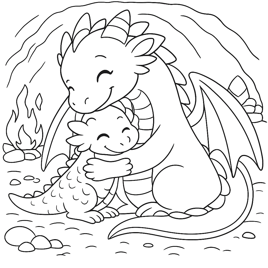 Раскраска по сказке "Сказка про дракона, который не умел летать"