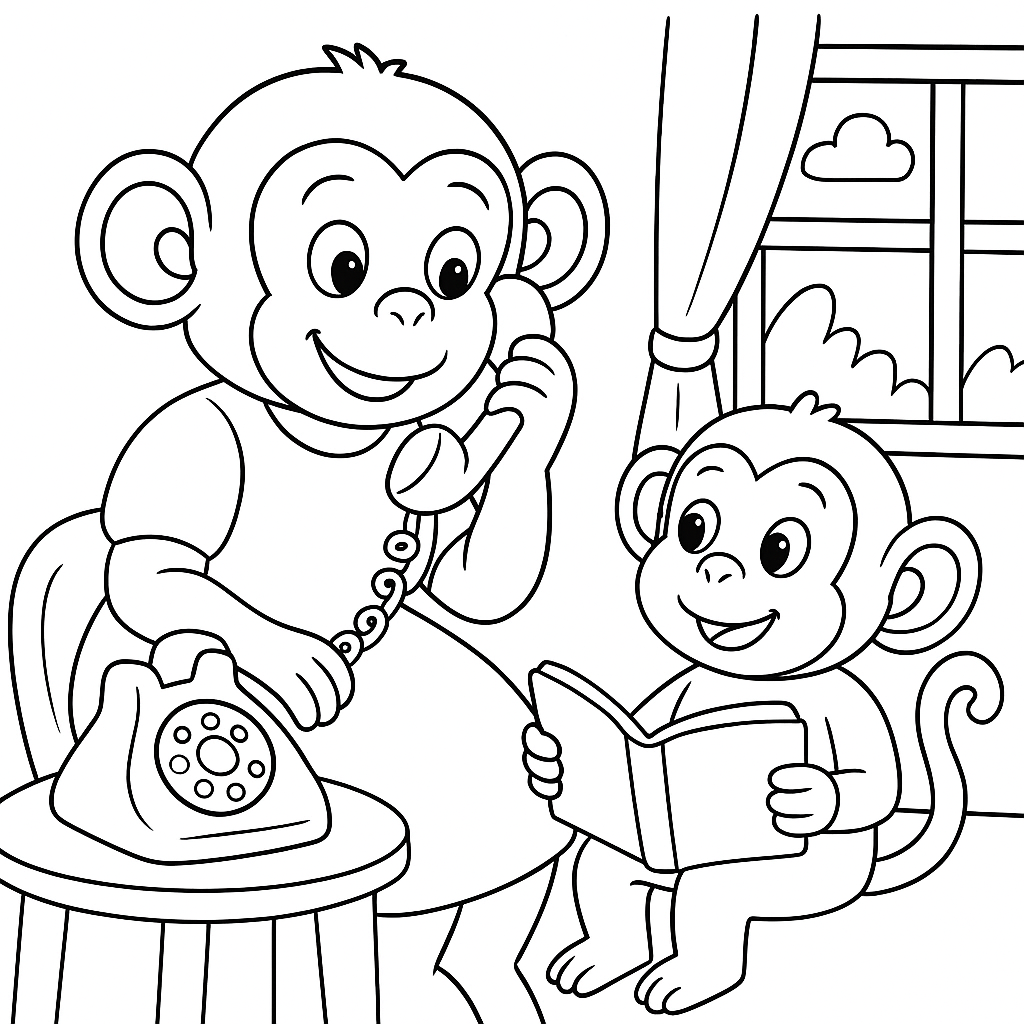 Раскраска по сказке "Телефон"