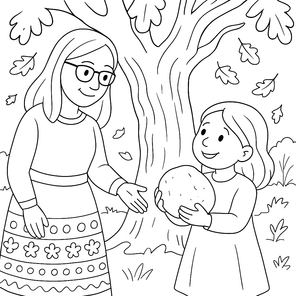 Раскраска по сказке "Девочка с камнем"