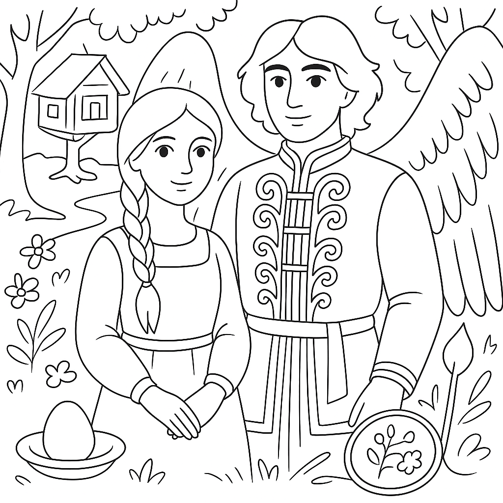 Раскраска по сказке "Финист - ясный сокол"