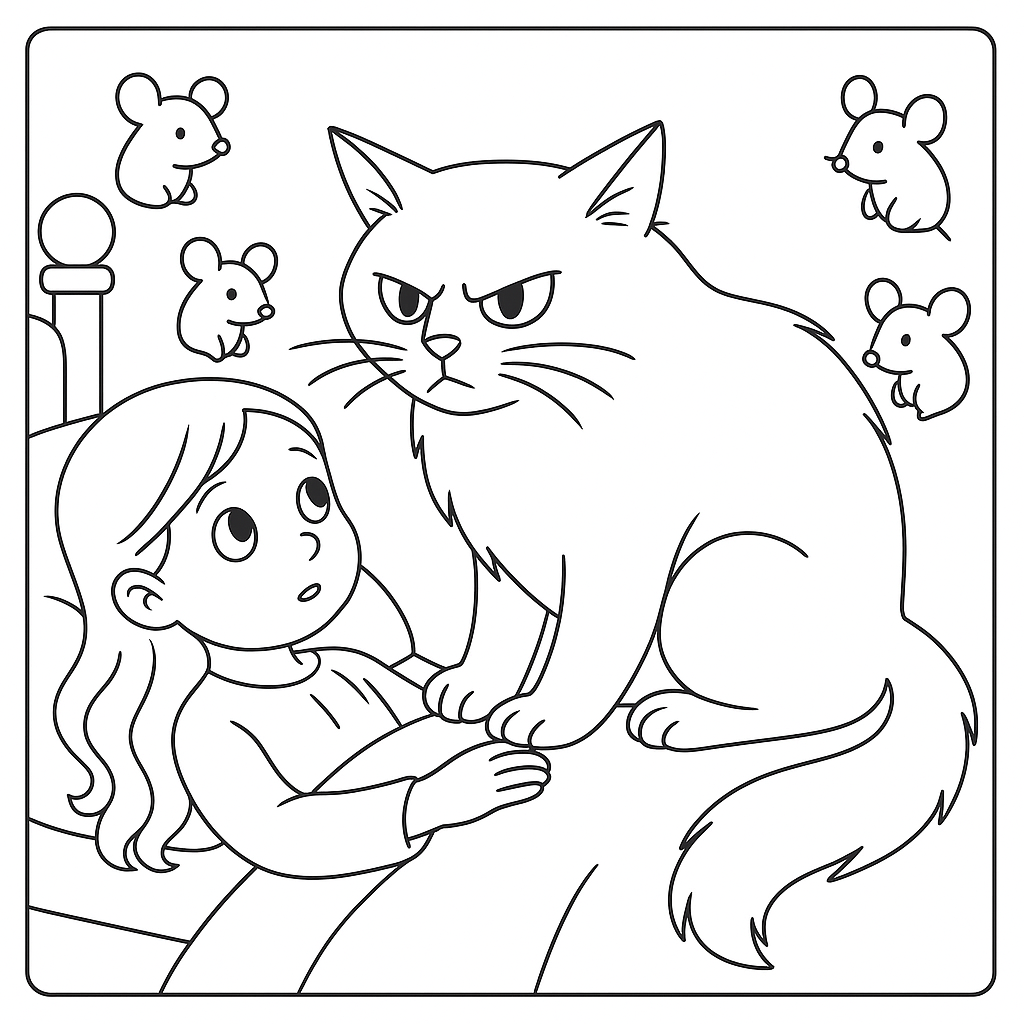 Раскраска по сказке "Маша и мышки"