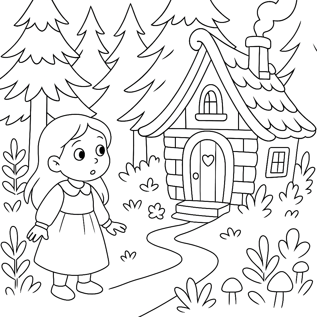 Раскраска по сказке "Маша и медведь"