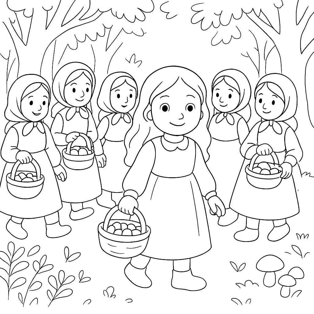 Раскраска по сказке "Маша и медведь"