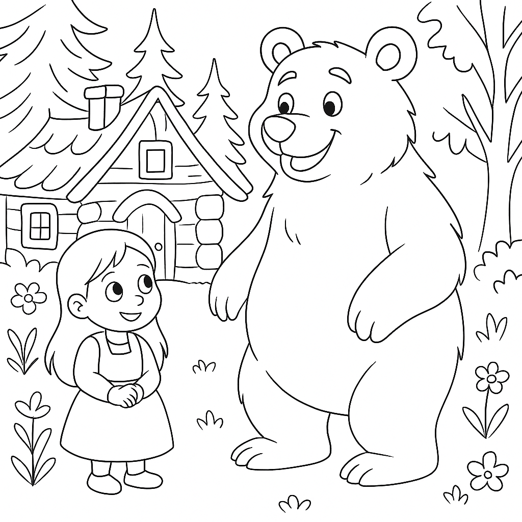 Раскраски: Маша и медведь