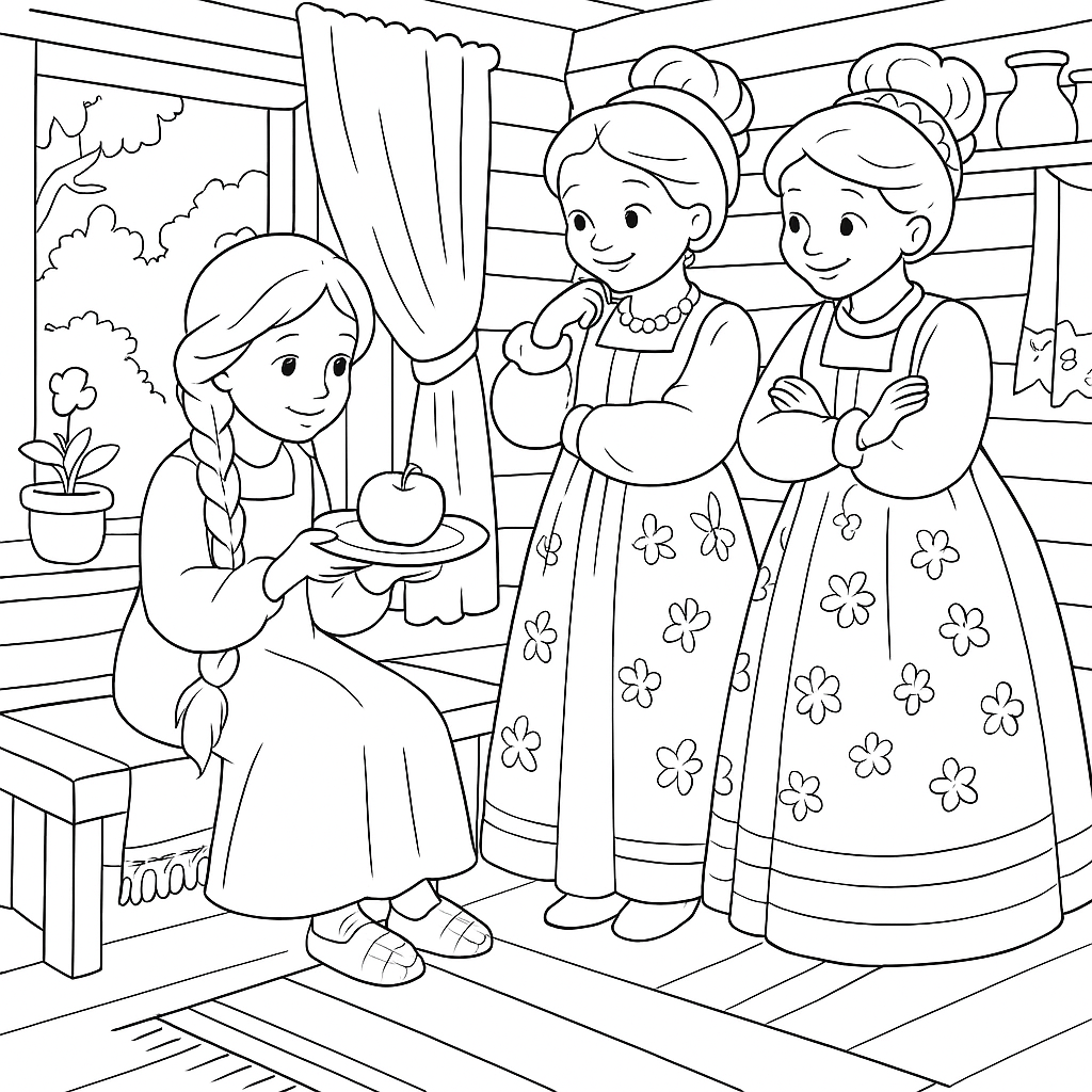 Раскраски: Серебряное блюдечко и наливное яблочко